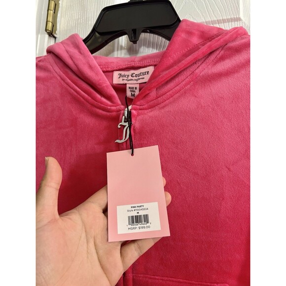 Juicy Couture Size XL Velour Tracksuit Set Pink Party Crown Logo Rhinestone - Picture 8 of 10